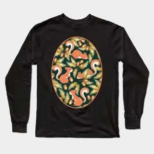 Cheerful Red Squirrels in an Acorn Abundance Long Sleeve T-Shirt